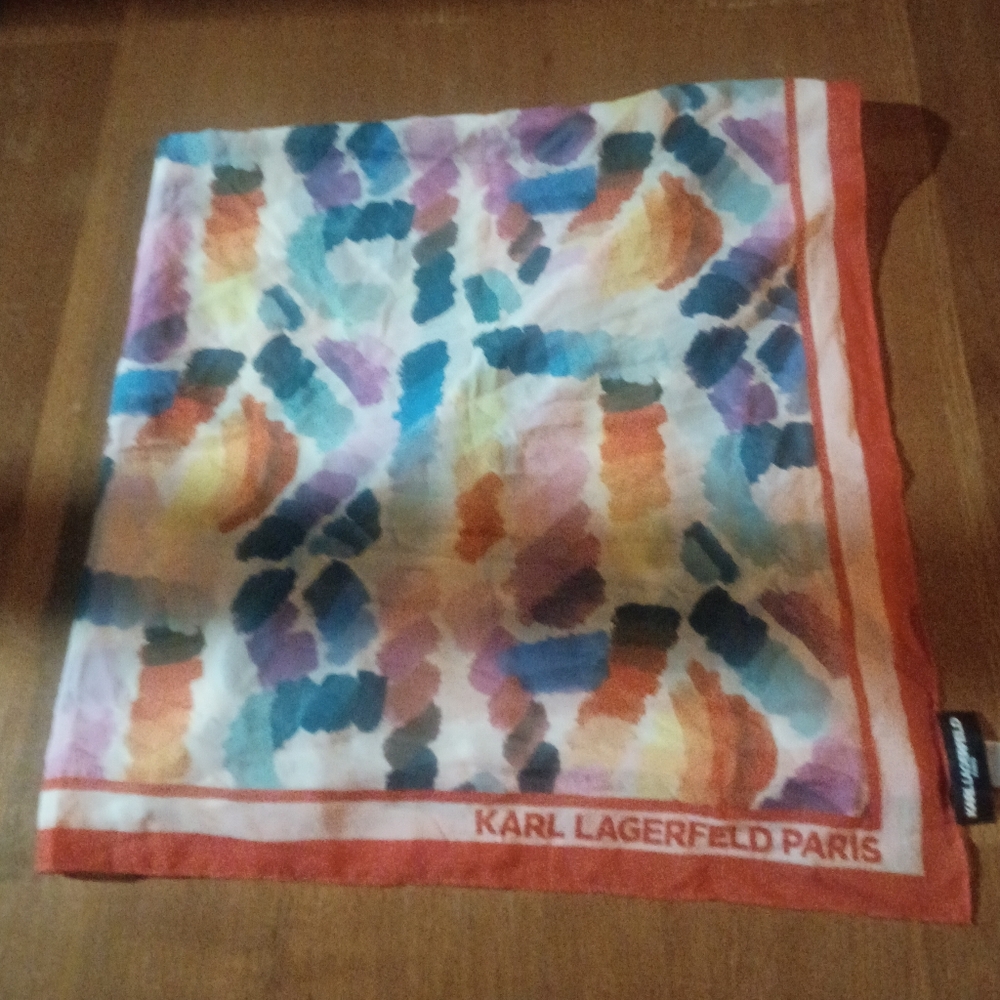 Karl Lagerfeld Paris Multicolor Watercolor Silk Scarf
